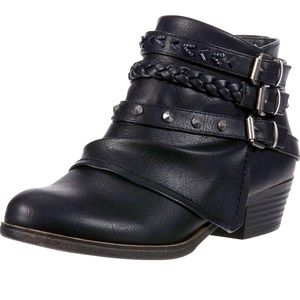 Black leather studded booties